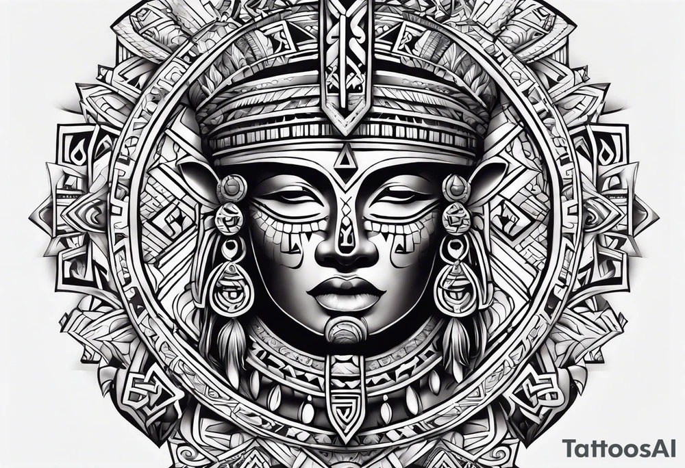 aztec rune sleeve tattoo idea