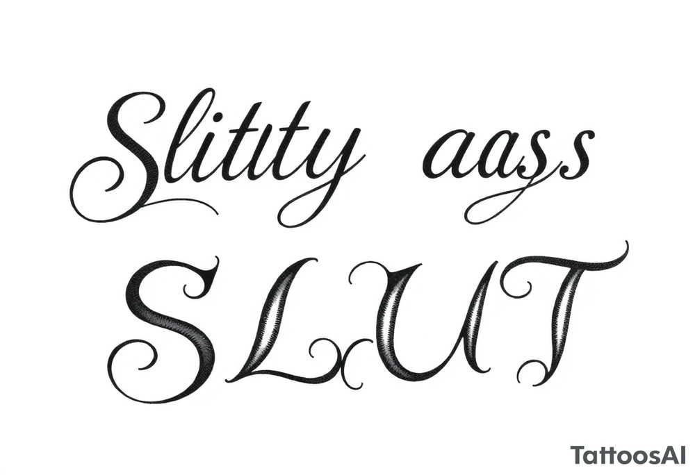 Slutty ass cheeks tattoo bold print large and tribal like design saying SISSY SLUT tattoo idea