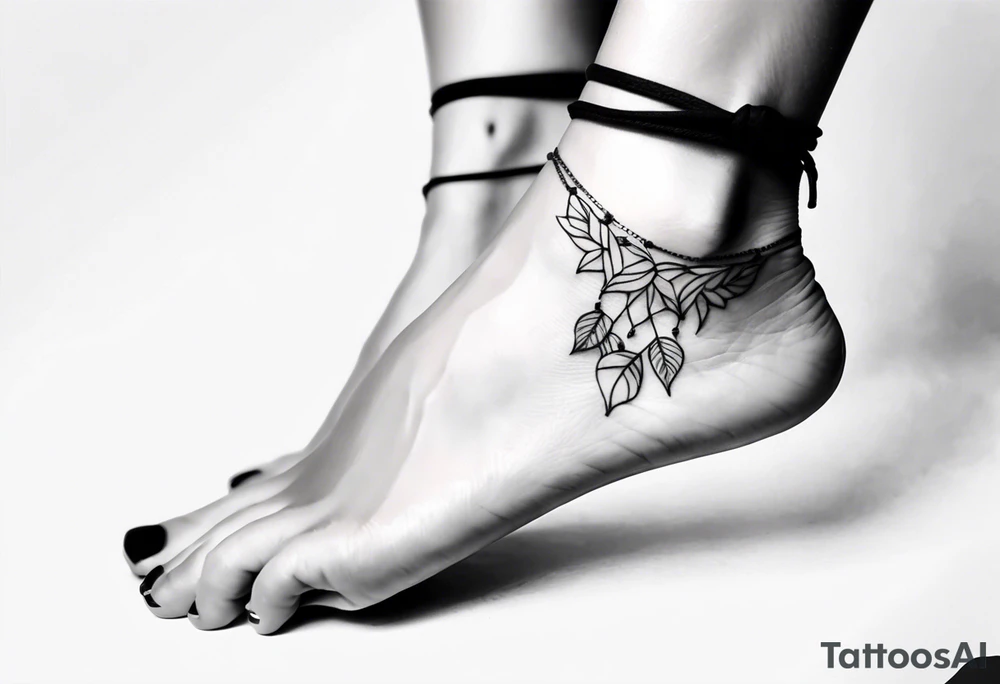 realistic feminine ankle bracelet tattoo tattoo idea