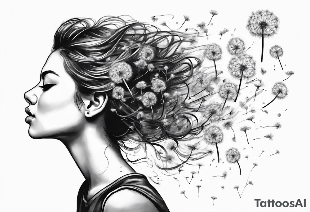Blowing dandelion flying away tattoo idea