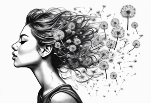 Blowing dandelion flying away tattoo idea