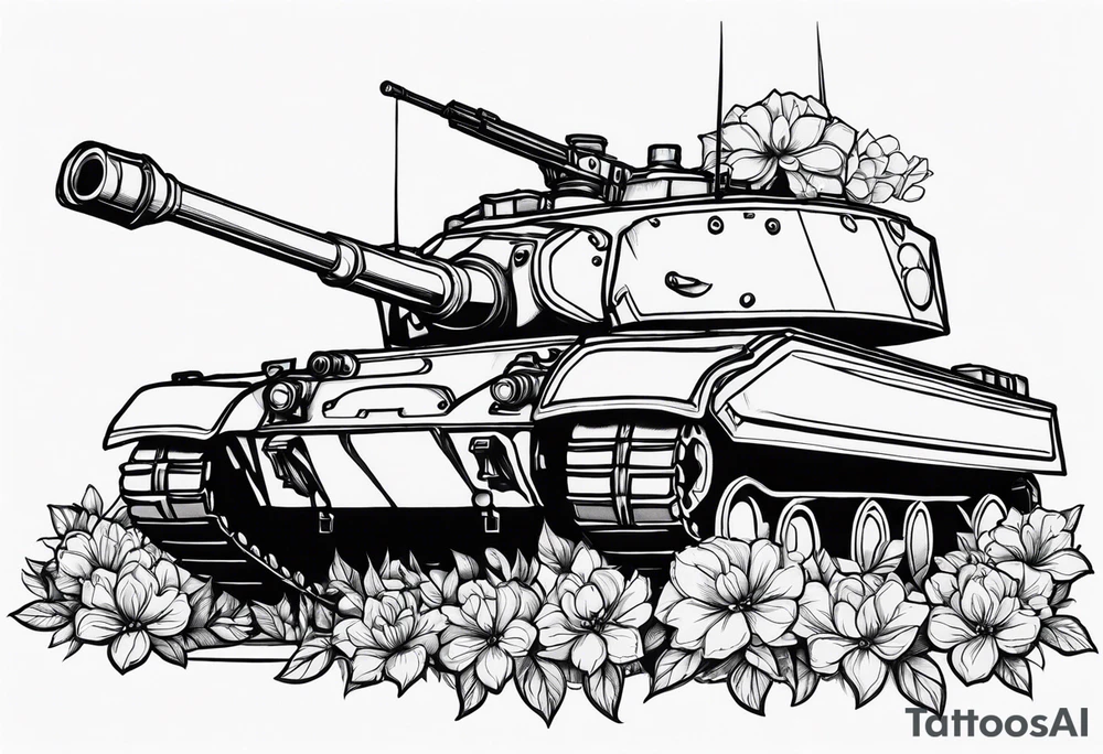 tank shooting flowers  out of its canopy tattoo idea