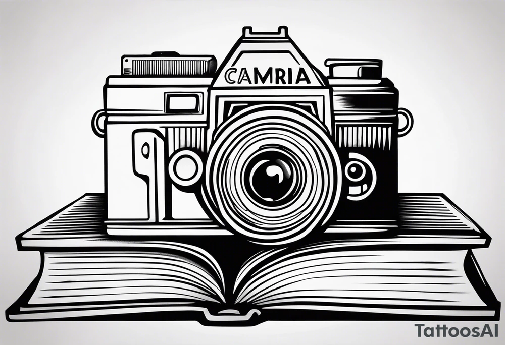Camera on a stack of books tattoo idea