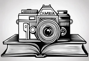 Camera on a stack of books tattoo idea