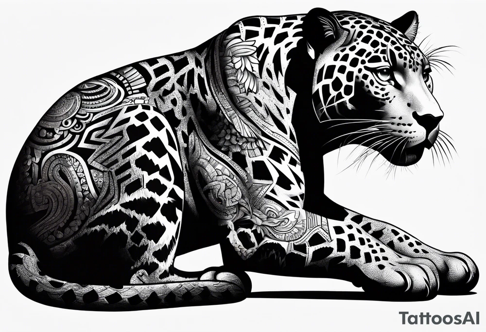 aztec black jaguar sitting tattoo idea