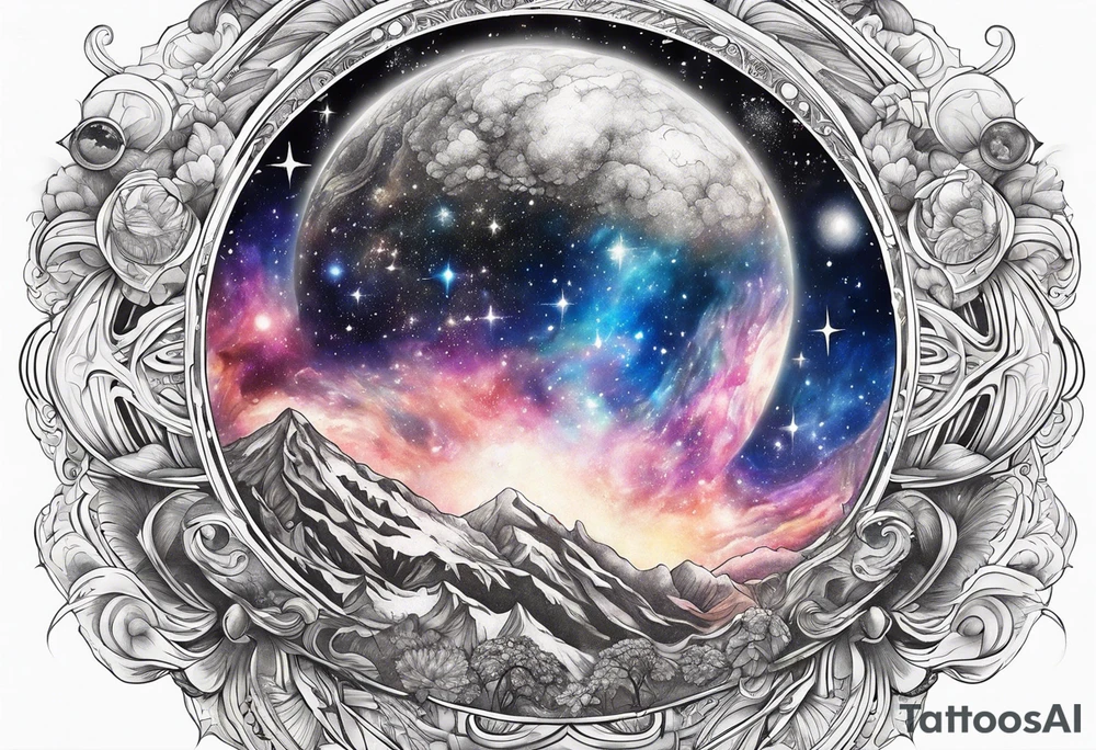 Celestial galaxy realistic tattoo idea