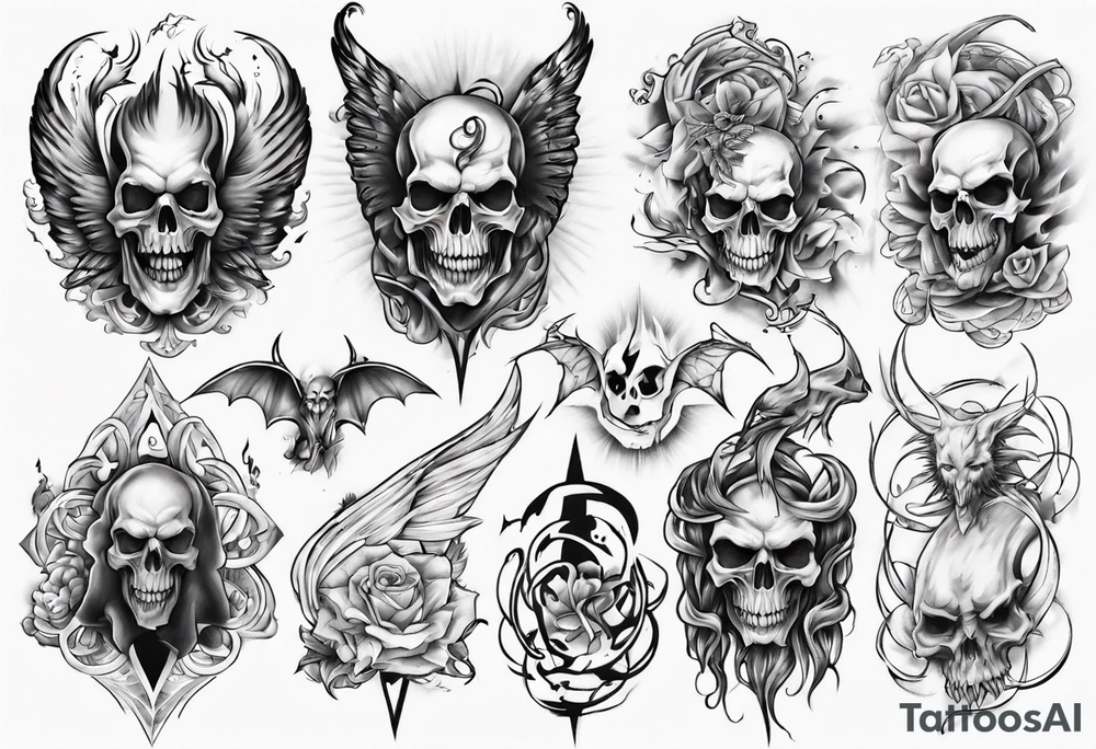 Sleeve good and evil tattoo idea