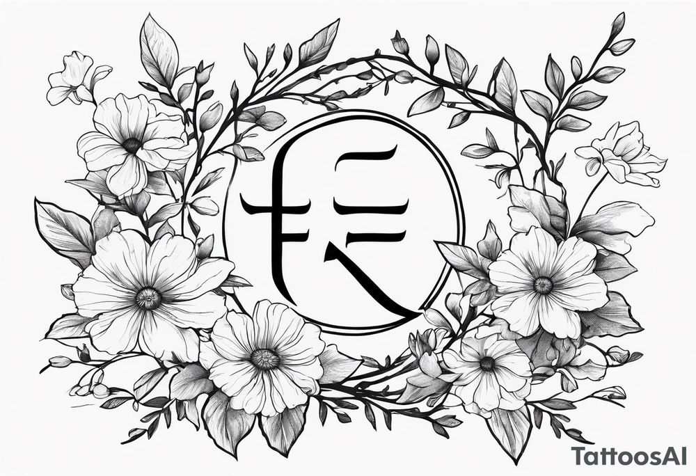 Man’s tattoo with September birth flowers but make then vines and the verse Ephesians 5:25 in the middle tattoo idea