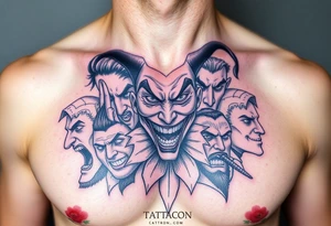 creative collage of different emotions jester form tattoo idea