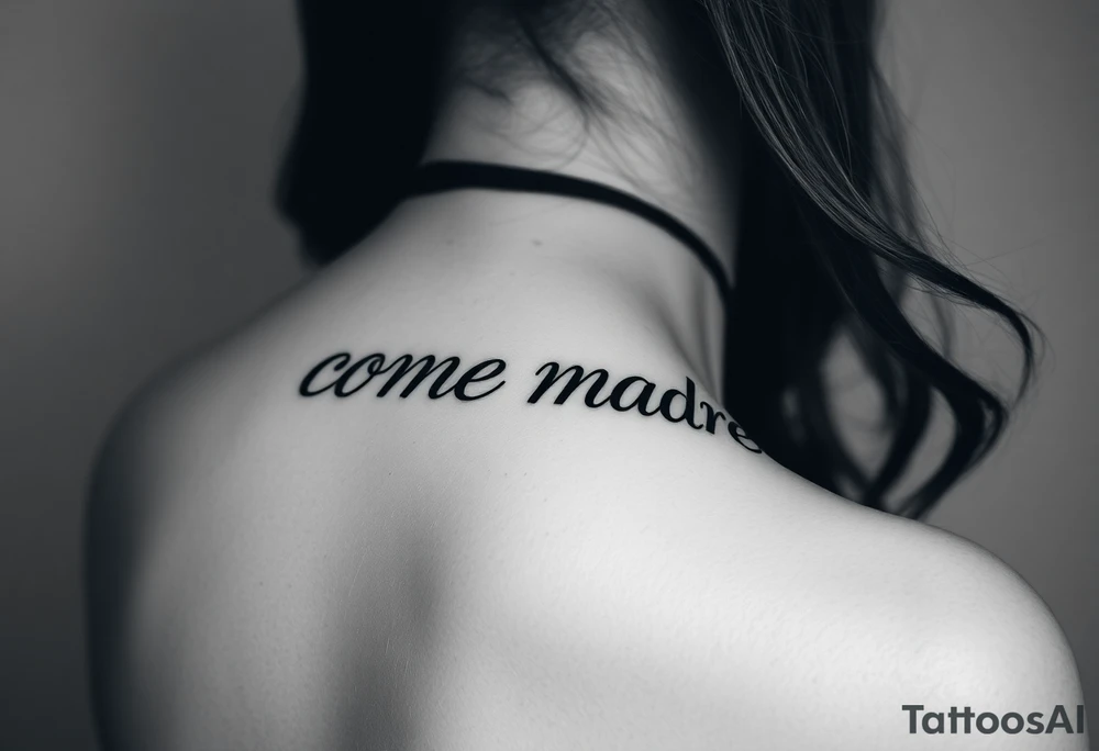 i want the phrase “ come madre” in script writing on a female on the inside of her left arm where the elbow crease is tattoo idea