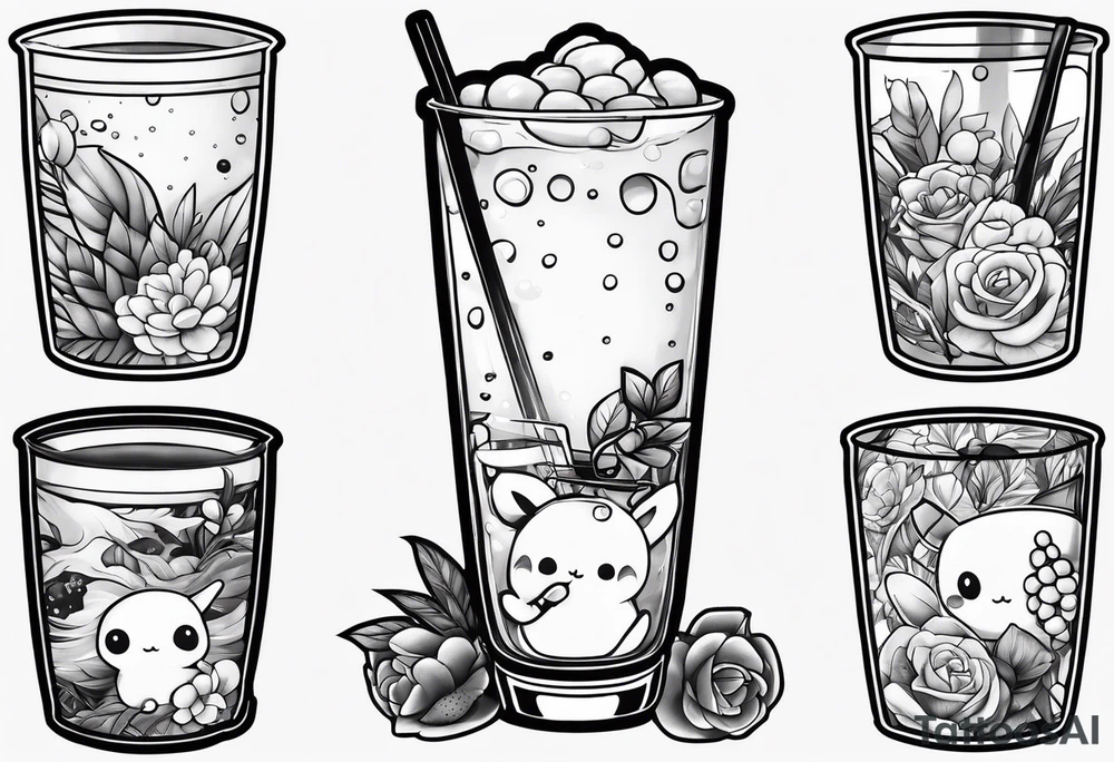 super cute anime boba tea tattoo idea