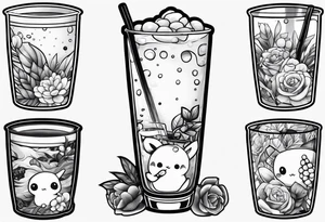 super cute anime boba tea tattoo idea