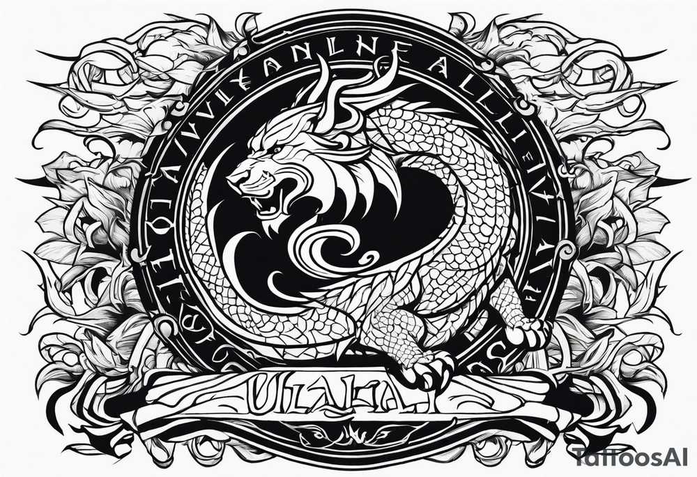 Valhalla sword  dragon lion tattoo idea