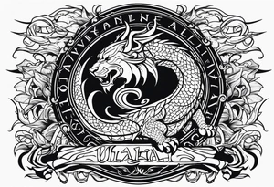 Valhalla sword  dragon lion tattoo idea