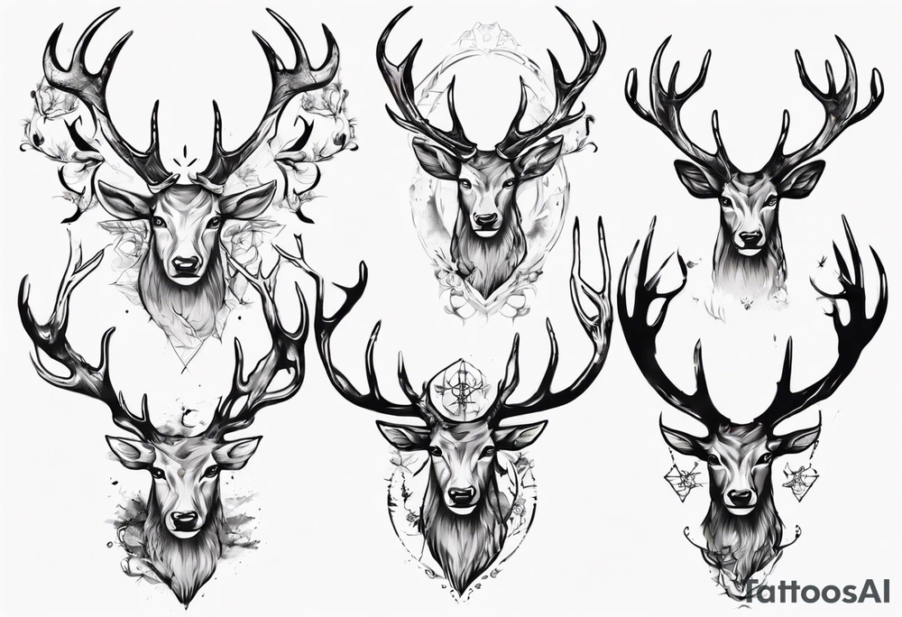 Majestic stag with exagerrated antlers tattoo idea