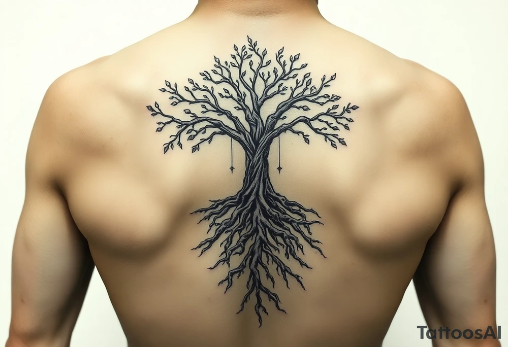 Tree, roots, branches - a lively organic style, combined with the official scheme of sephirot. tattoo idea