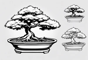 bonsai tree with one side that has more foliage than the other. Mean to fit under an arm on a rib cage. tattoo idea