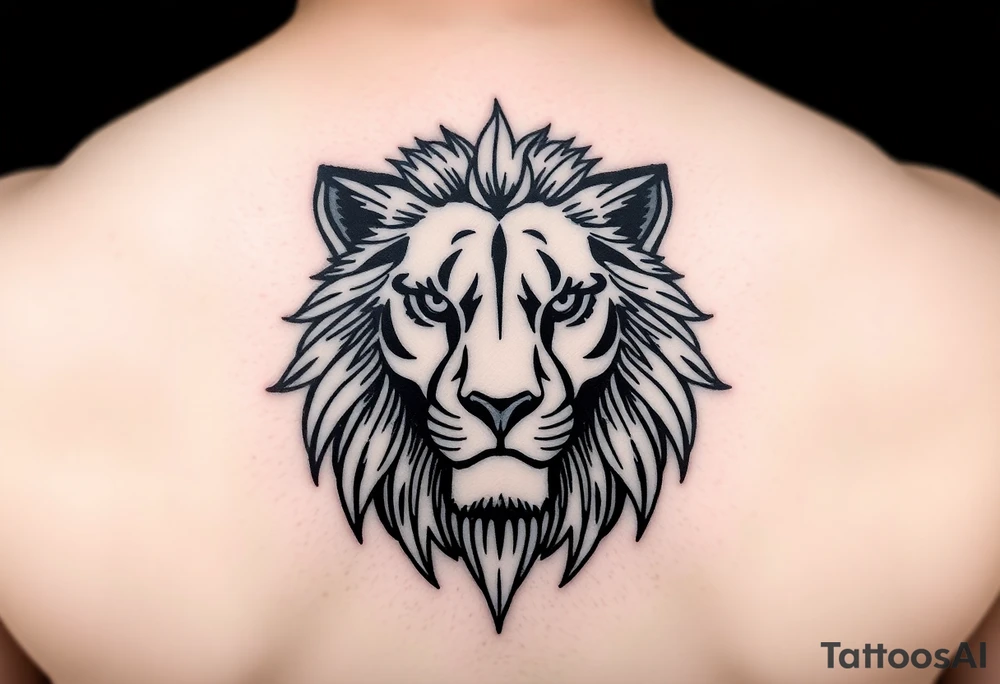 Feminine lion head tattoo idea
