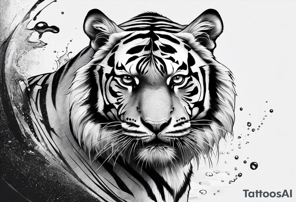 minimalist tiger near water tattoo idea