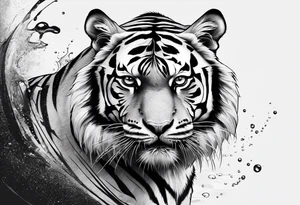 minimalist tiger near water tattoo idea