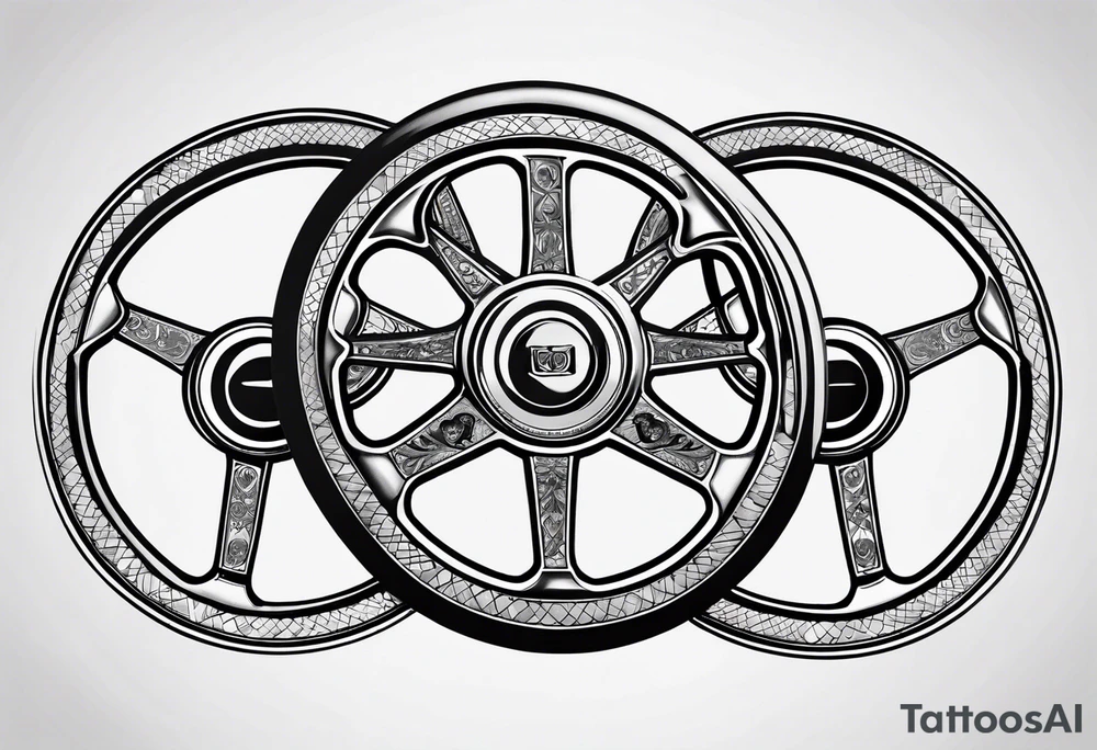 four steering wheels in a heart shape tattoo idea