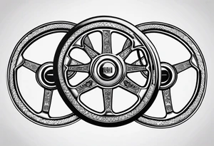 four steering wheels in a heart shape tattoo idea
