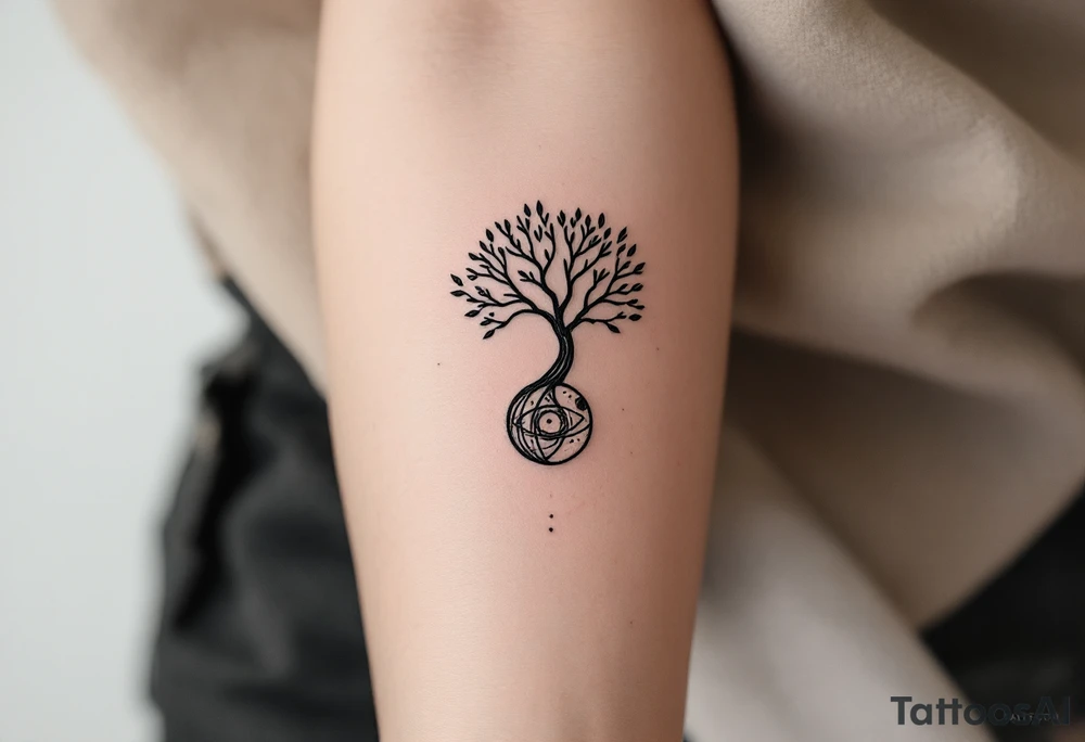 reloj de arena, arbol de la vida, universo tattoo idea