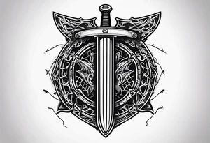 Valhalla sword shield barb wire tattoo idea