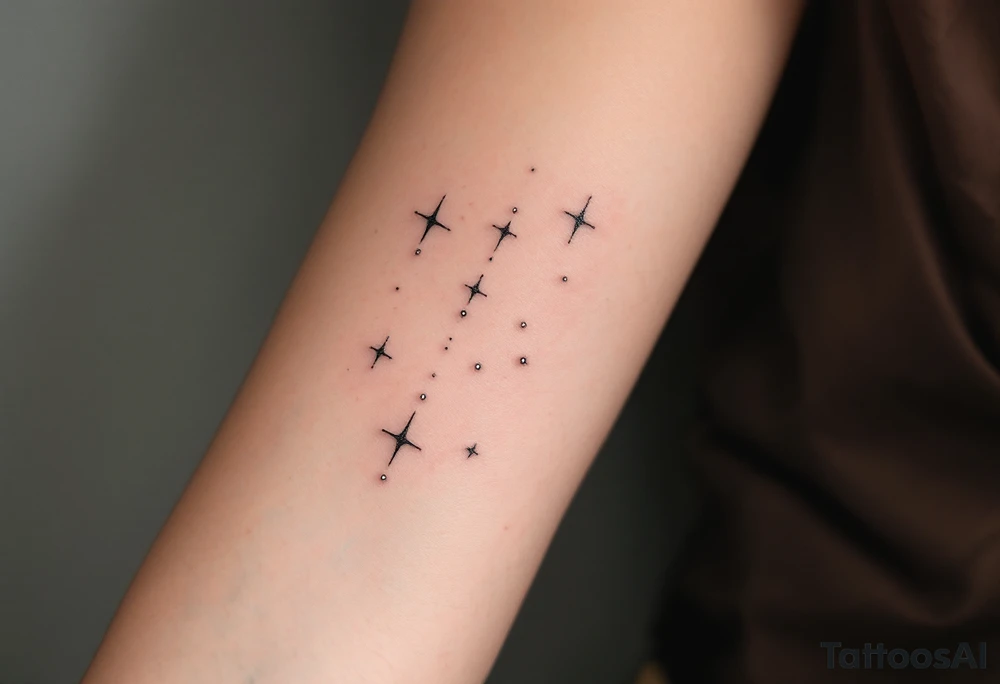 A subtle Sagittarius tattoo using only tiny white dots for stars, placed behind the ear. tattoo idea