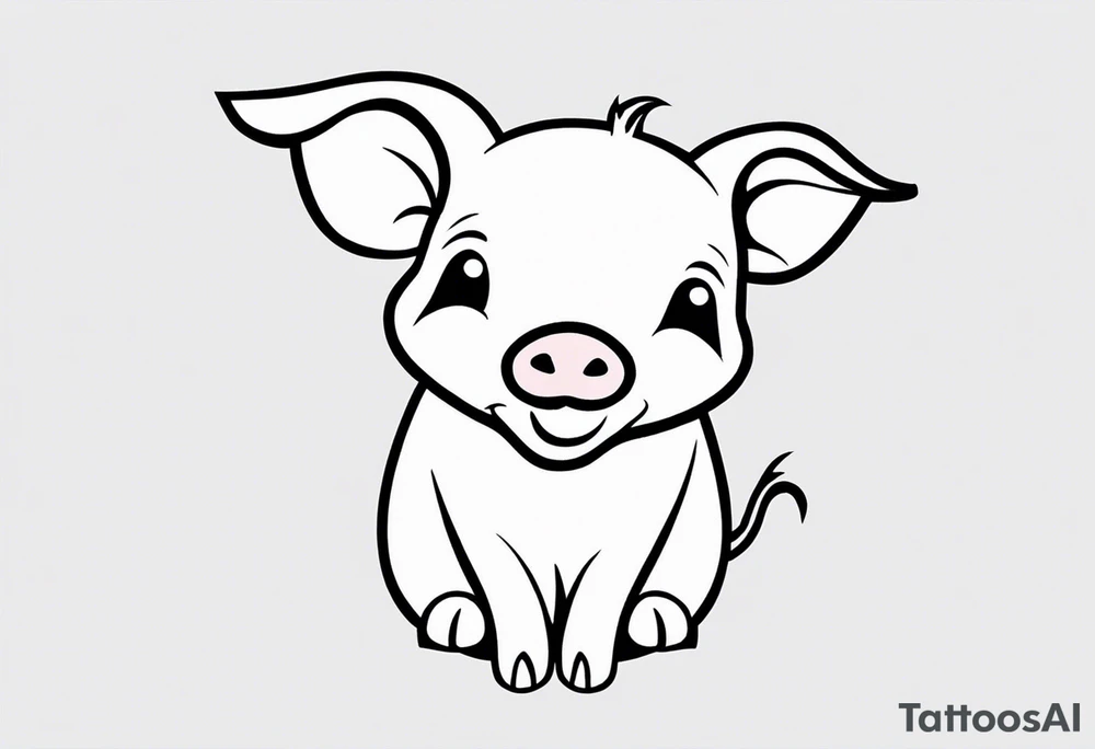 very cute happy piglet.
outline only.
black and white only.
only show the piglet. no extra lines or decoration.
no black shading.
dont make the ears too big.
draw only with very thin lines (1px)

should look like a tattoo that will only take 5 minutes to draw tattoo idea