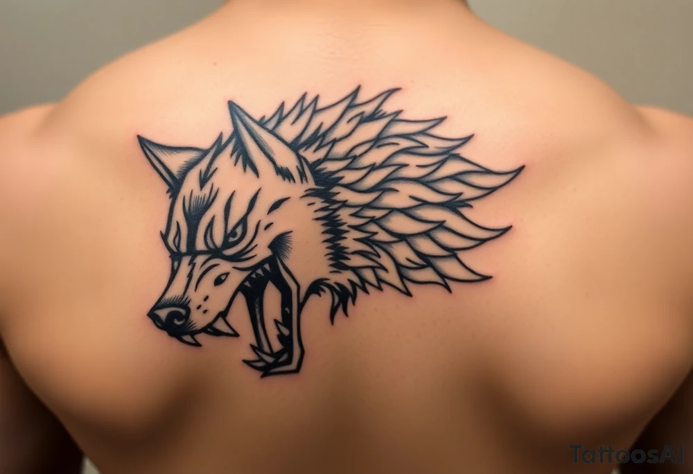 a tattoo of a creeping wolf with bared fangs tattoo idea