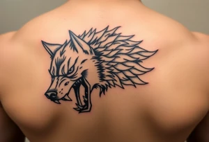 a tattoo of a creeping wolf with bared fangs tattoo idea