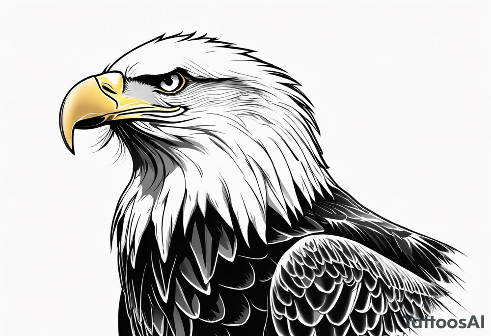 Bald eagle soaring straight with wings out, no legs showing tattoo idea