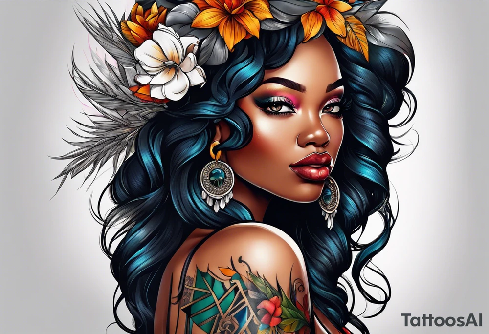 Black woman tattoo idea