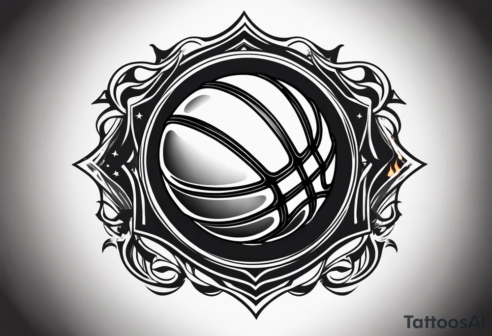 Basketball wit flames around it tattoo idea