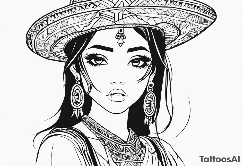 anime girl mexican tattoo idea