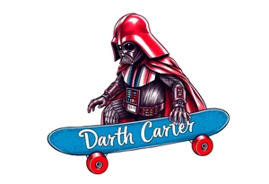Darth Vader skateboarding >
blue & red
skateboard say "Darth Carter"
12/29/88-01/06/24 tattoo idea