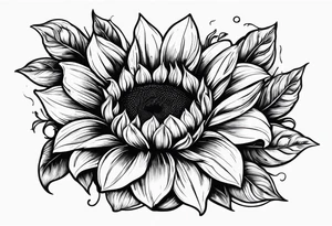 Realistic Horseshoe around a sunflower tattoo idea