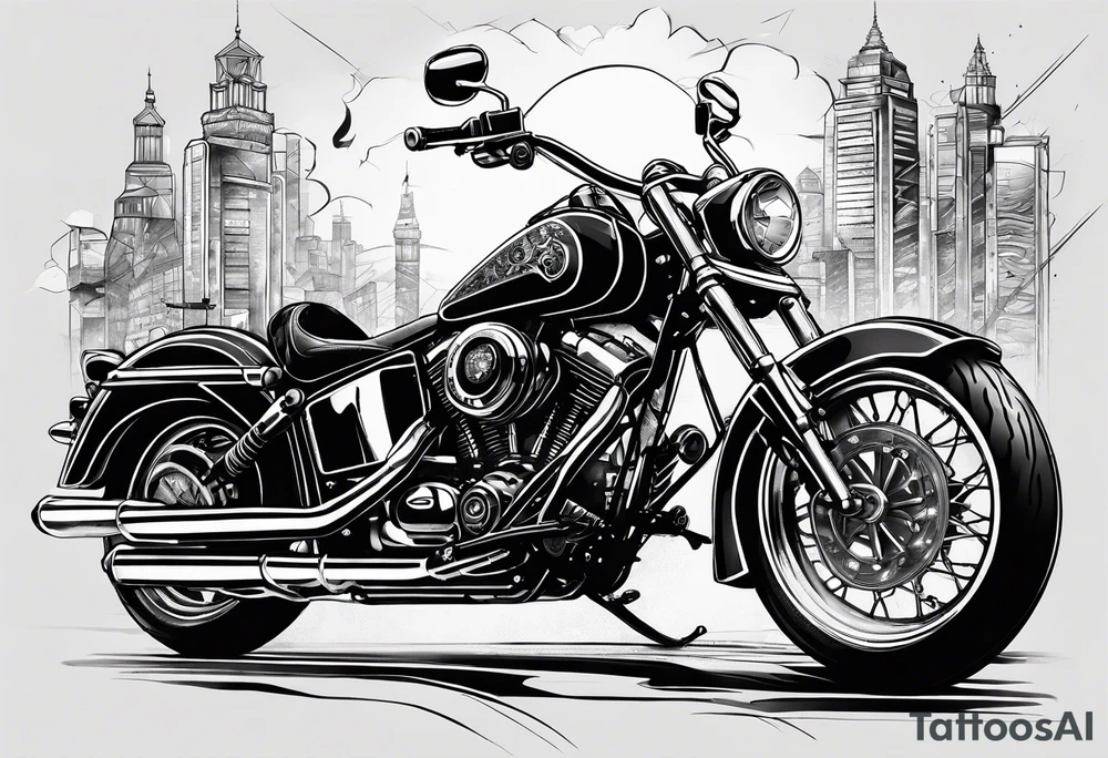 motorcycle riding at night in the city tattoo idea