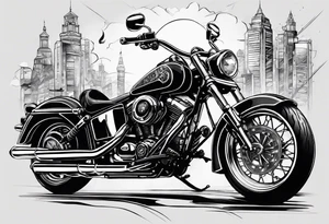 motorcycle riding at night in the city tattoo idea
