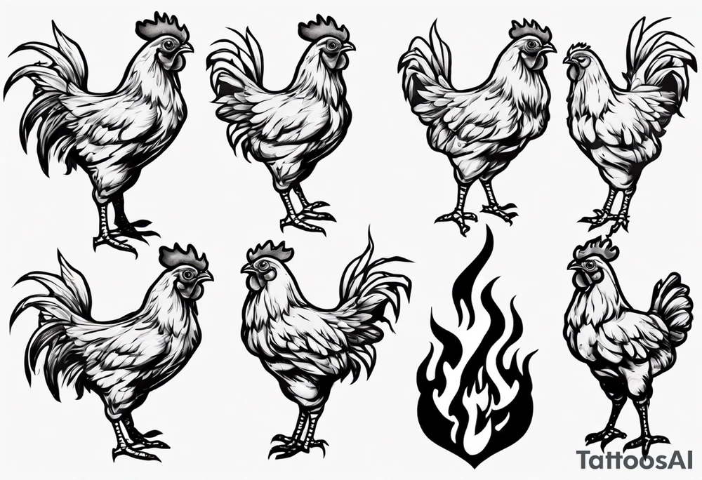 Chicken on fire tattoo idea