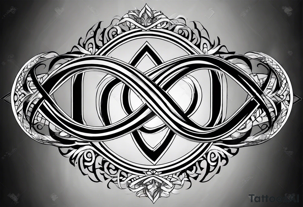 Infinity symbol with a J on the left side in the line, a B in the center, a J on the right side in the line tattoo idea