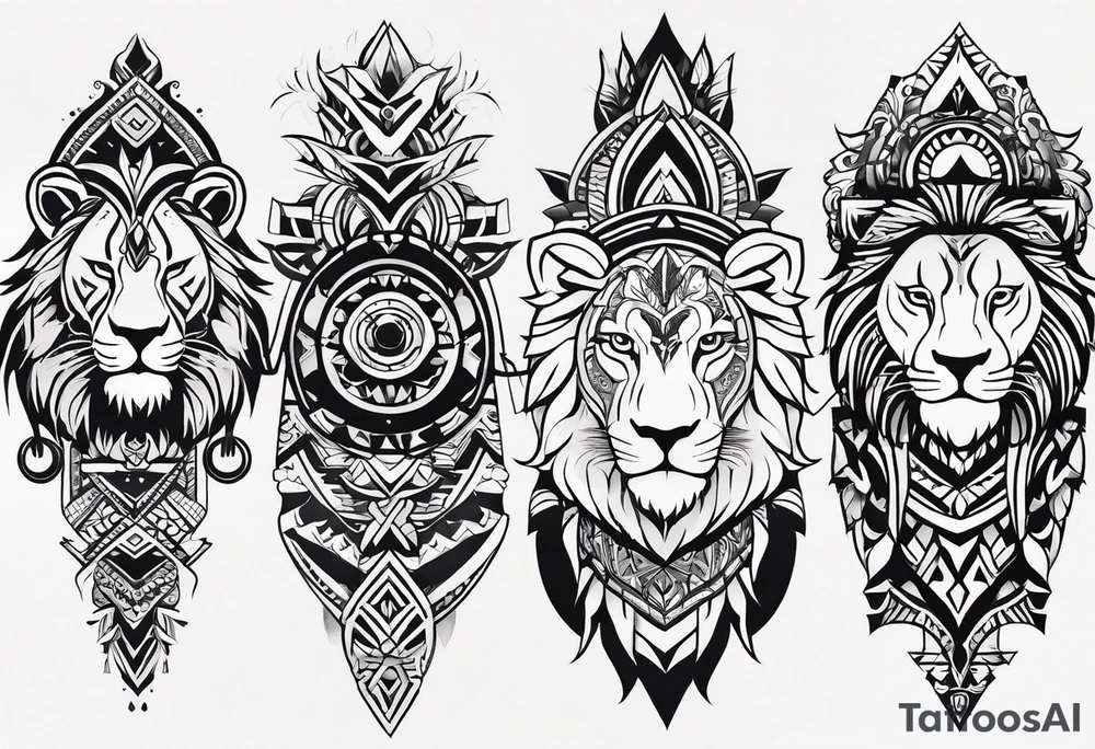 Minimal tribal and lion already in place on arm. Want to connect them arm sleeve tattoo idea