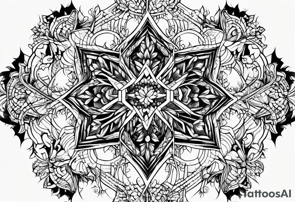 Branched crystal fractal snowflake tattoo idea
