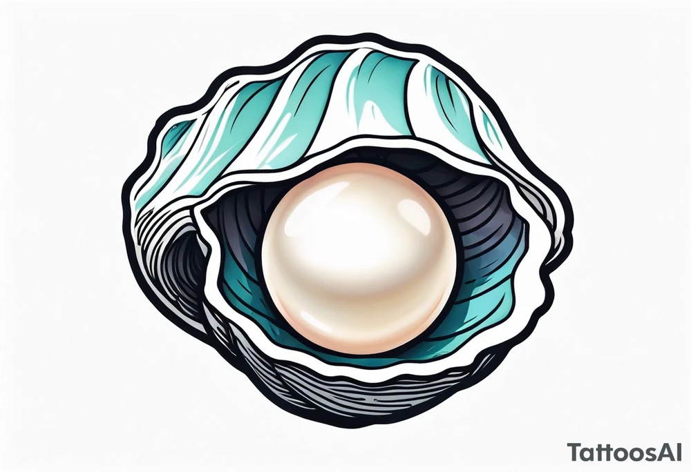 Pretty pearl oyster with a small globe in centre tattoo idea