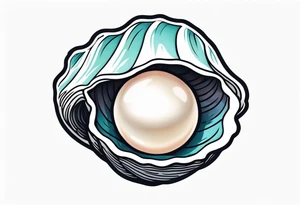 Pretty pearl oyster with a small globe in centre tattoo idea