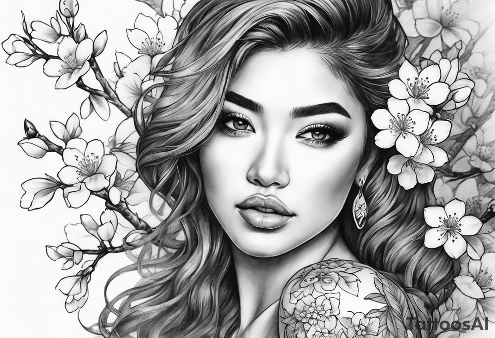 Samari with cherry blossoms tattoo idea