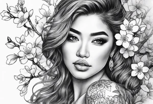 Samari with cherry blossoms tattoo idea