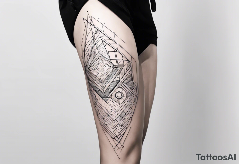 Futuristic bold line tattoo for leg tattoo idea