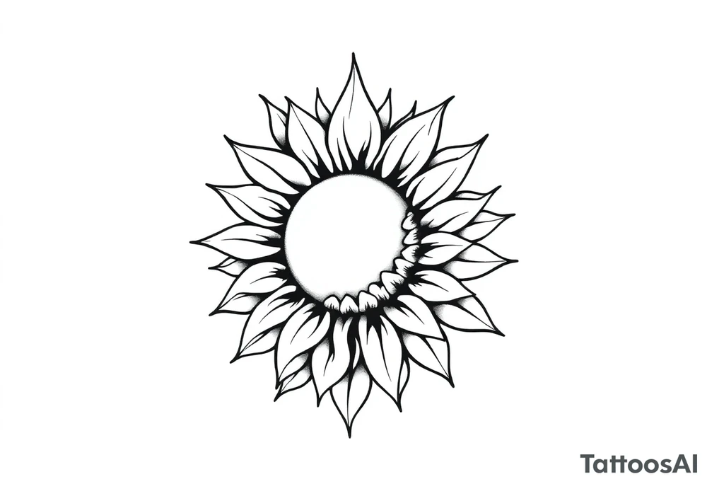 Half sun half sunflower tattoo idea